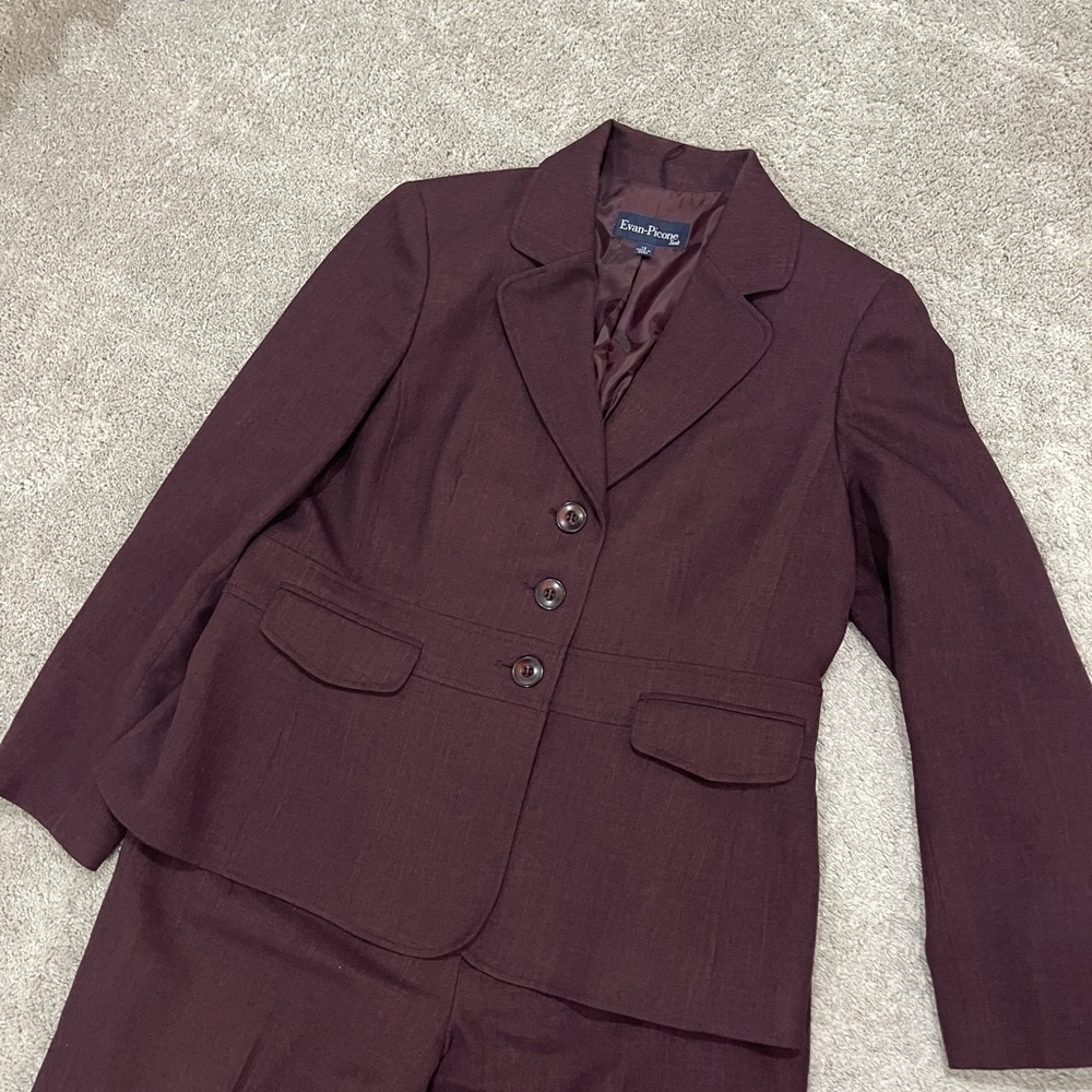 Evan Picone Women's Burgundy Pantsuit